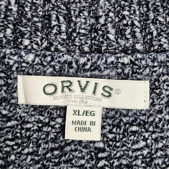 Orvis Sweater Womens XL Blue Chenille V-Neck Ribbed Hem Comfort Soft Outdoor - Picture 3 of 10